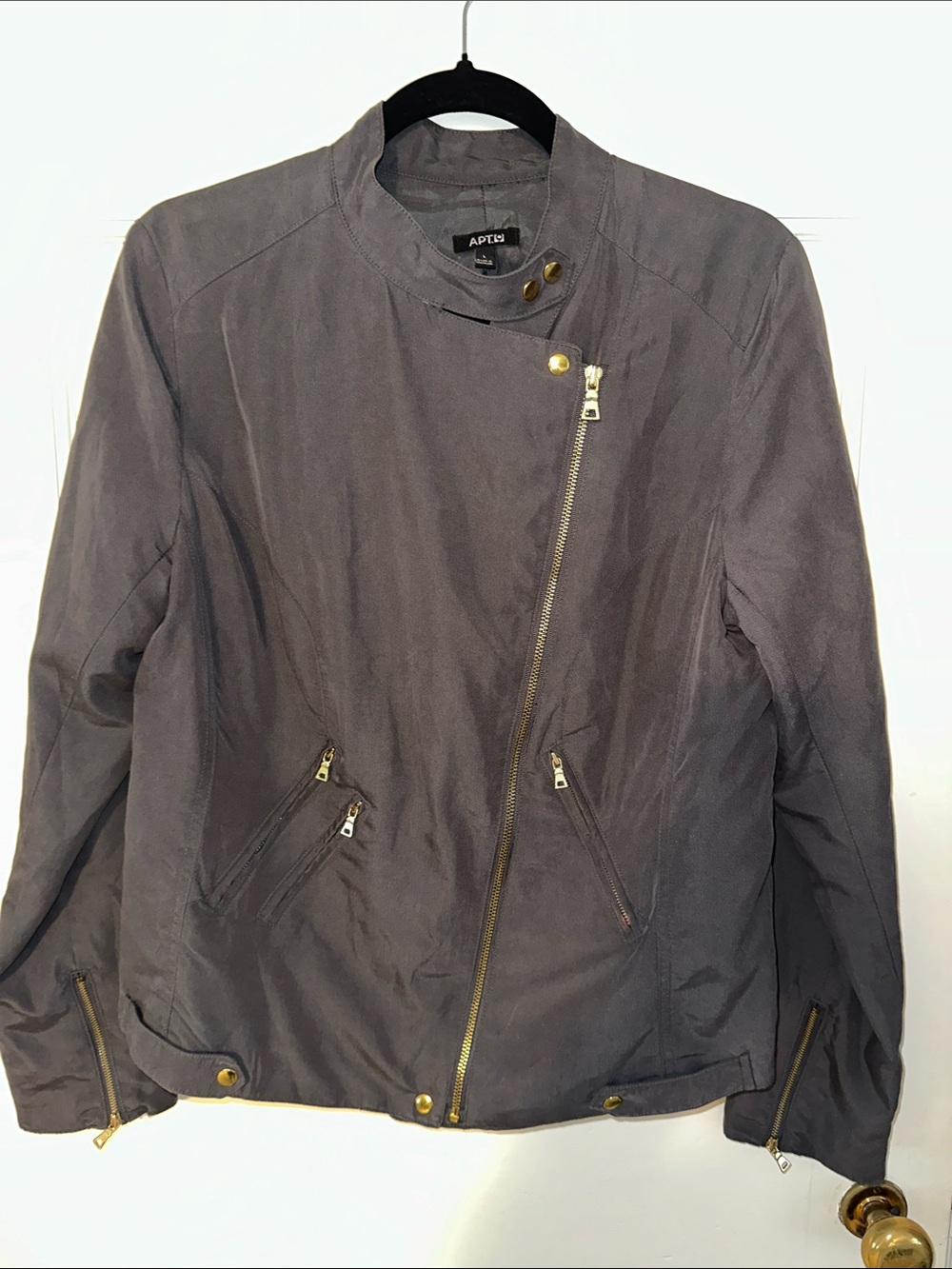 Apt. 9 Women's Charcoal Asymmetrical Zip Bomber Jacket